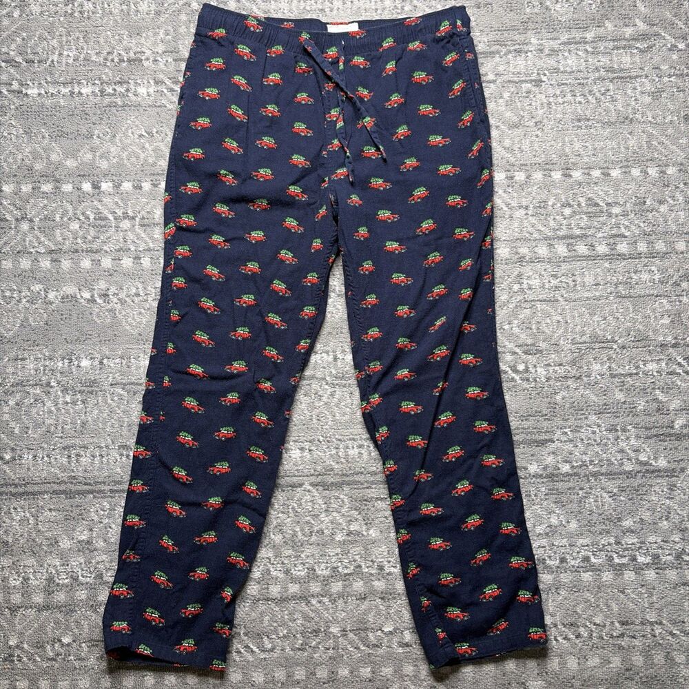 J.Crew Men's Christmas Tree Car Flannel Pajama Pants Large Cotton Holiday